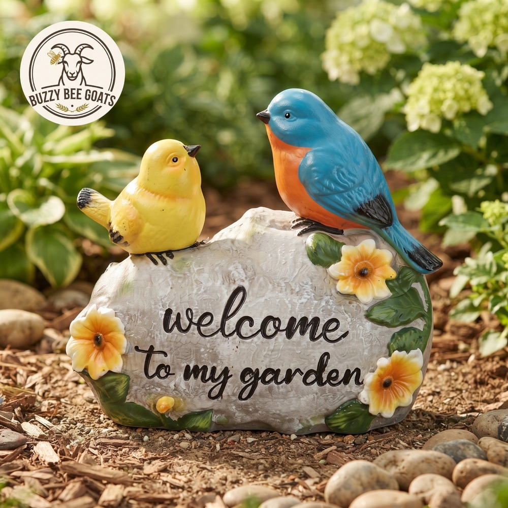 Mainstays Welcome Sign with Decorative Birds & Flowers – Plastic Garden Décor